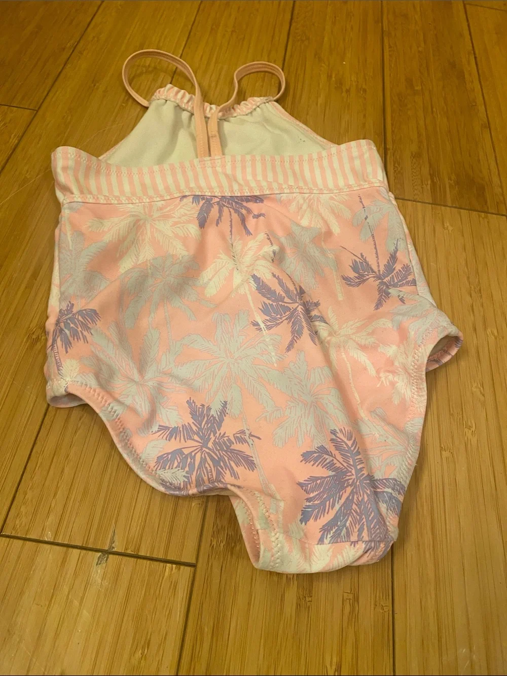 Girls' One-Piece Swimsuit - Pink Palm Print